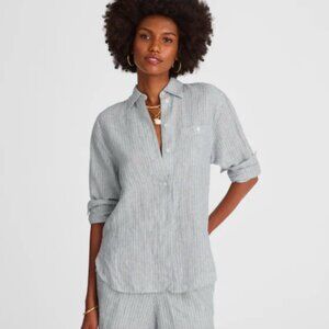 Madewell Striped Button-Up Shirt in 100% Linen, xxs NIB